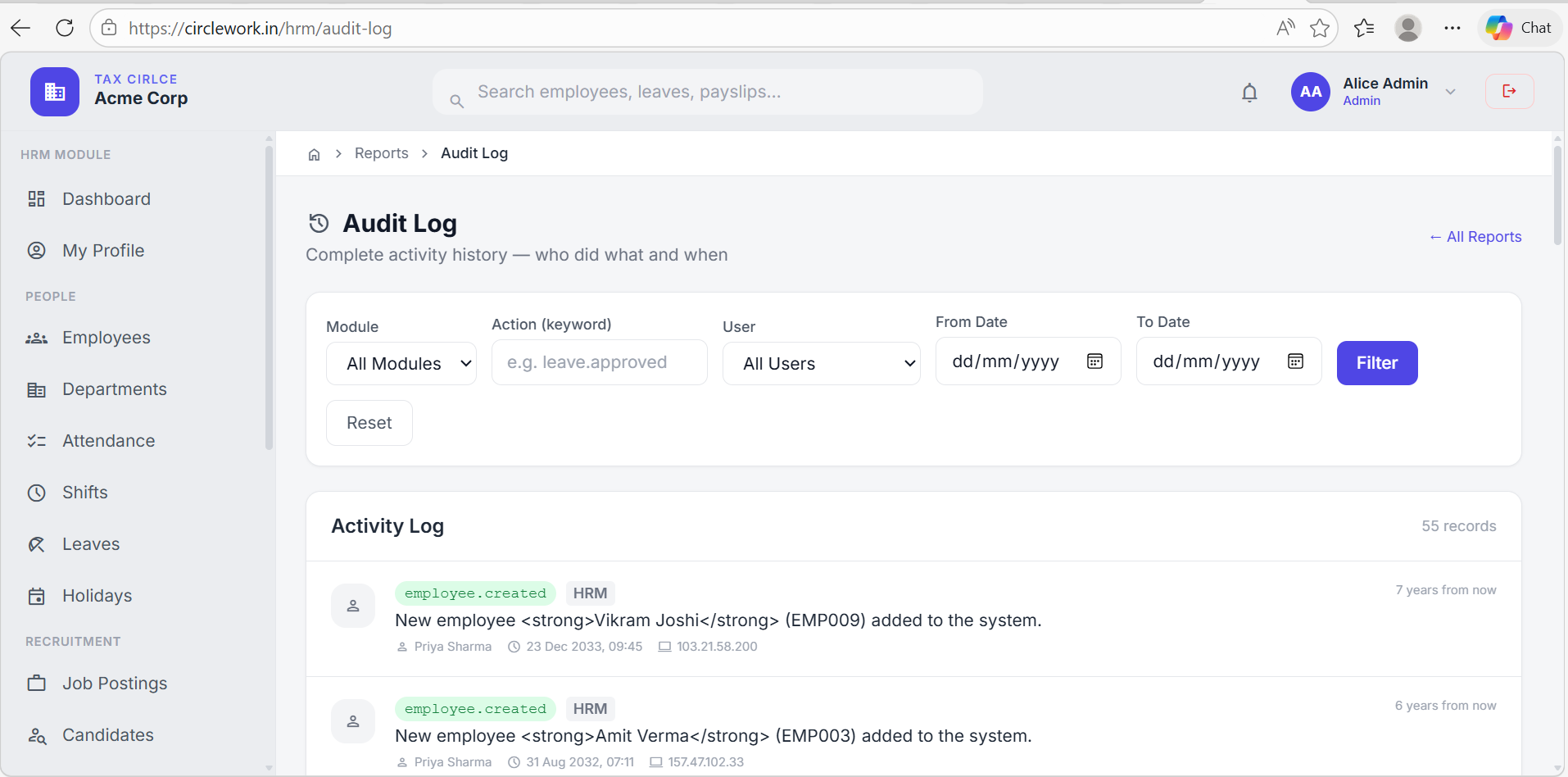 Audit Log